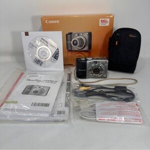 Canon PowerShot A1000 IS Digital Camera Charging Cord, Lowepro Storage Case, Box